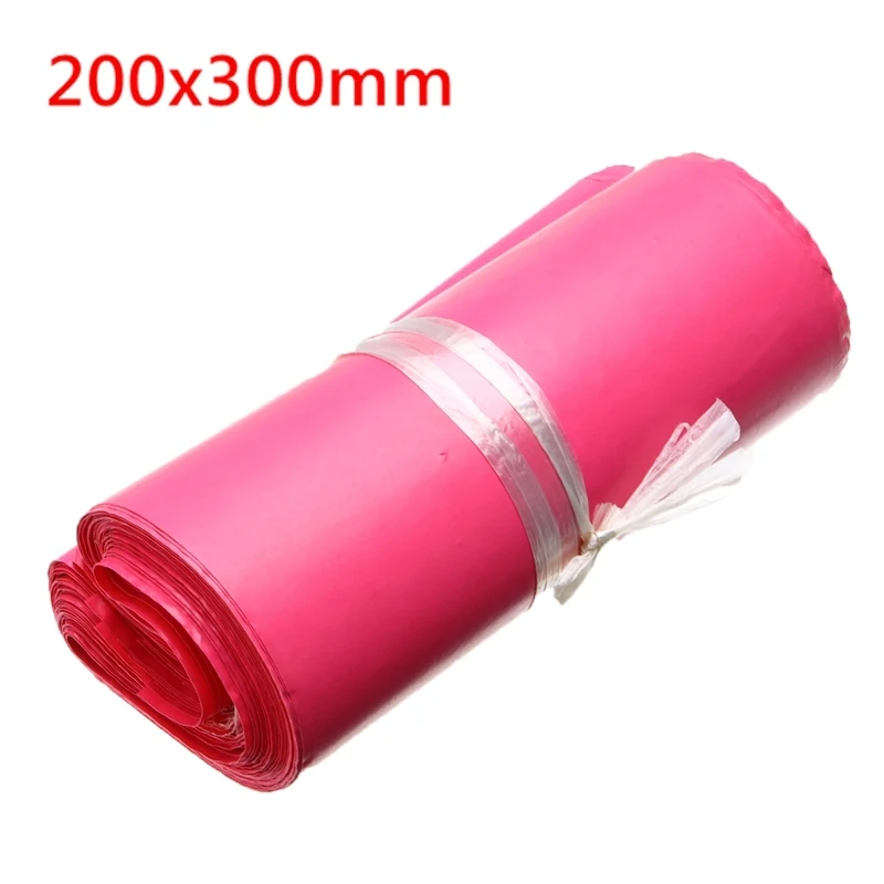 200x300mm pink 100 шт./лот цветные пластиковые конверты разных размеров самоклеющиеся курьерские пакеты для хранения почтовые конверты - Цвет: 200x300mm pink