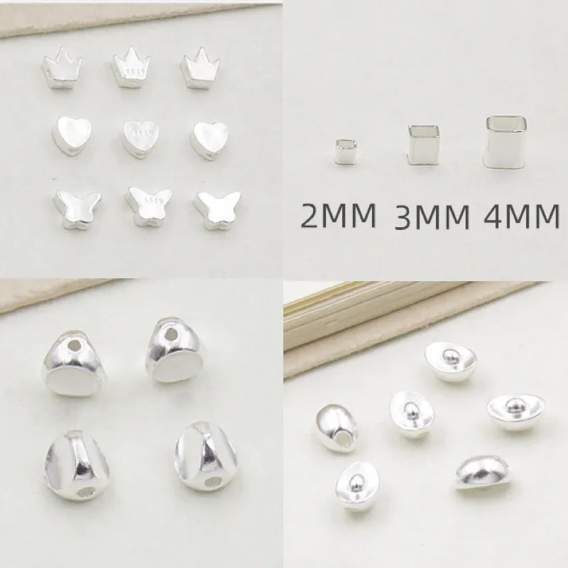 

10pcs silver color Fashion Jewelry Charms Lucky DIY small simple crown heart baed Pendant metal charms bead