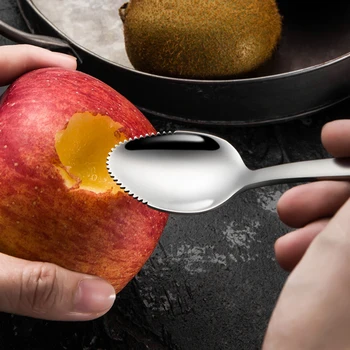

Scraping Spoon Child Baby Fruit Spoon 304 Stainless Steel Scraping Spoon Complementary Food Toothpick Apple Spoon