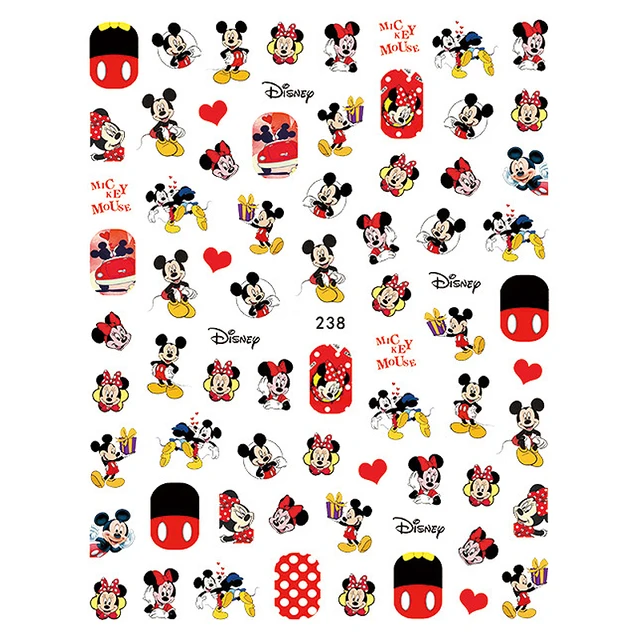 1PCS Disney Cartoon Anime Collection Star Design Nail Sticker Mickey Mouse Donald Duck Lion King Mermaid Stitch Nail Slider HC238