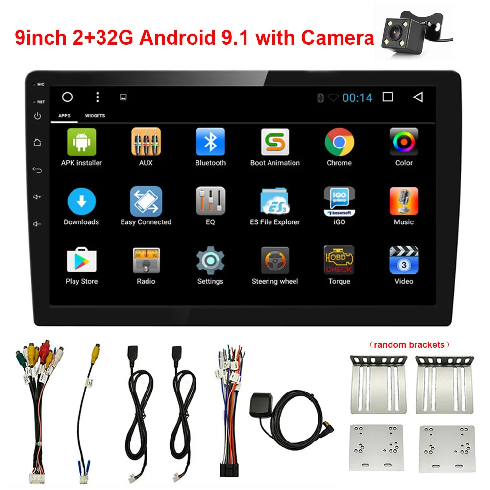 2 32G 9in camera 9 дюймов/10,1 дюймов 2DIN Android 9,1 автомобильный Радио мультимедийный плеер универсальный автомобильный стерео Авто радио gps навигация Bluetooth wifi 4G - Цвет: 2 32G 9in camera