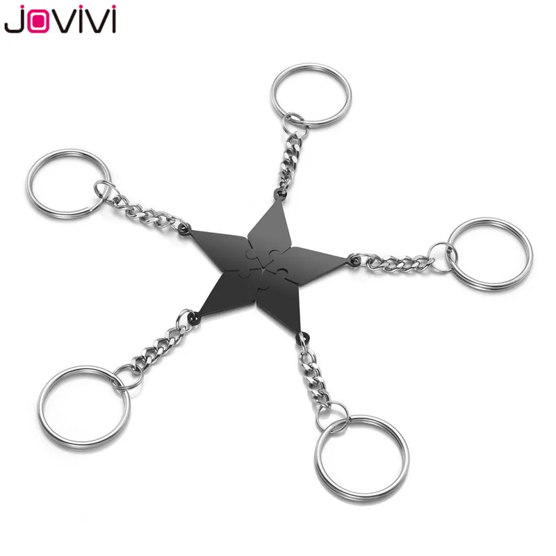 5pcs Set Black Jovivi Новая нержавеющая сталь 5 шт./6 шт. лучшие друзья брелки Дружба Очарование части головоломки подарок брелок ювелирные изделия - Цвет: 5pcs Set Black