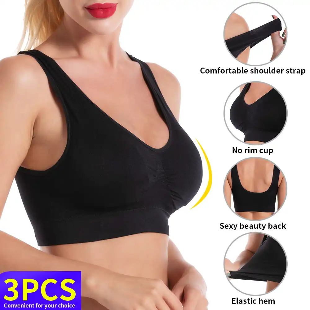 3 Pieces Soutien Gorge Femme Haut Femme Brassiere Femme Push Soutien Gorge Femmes Sous Vetements Sexy Sans Couture Push Up Grande Taille Brassiere Grande Taille Bralette Femme Haut Court Stanik Sport Soutien