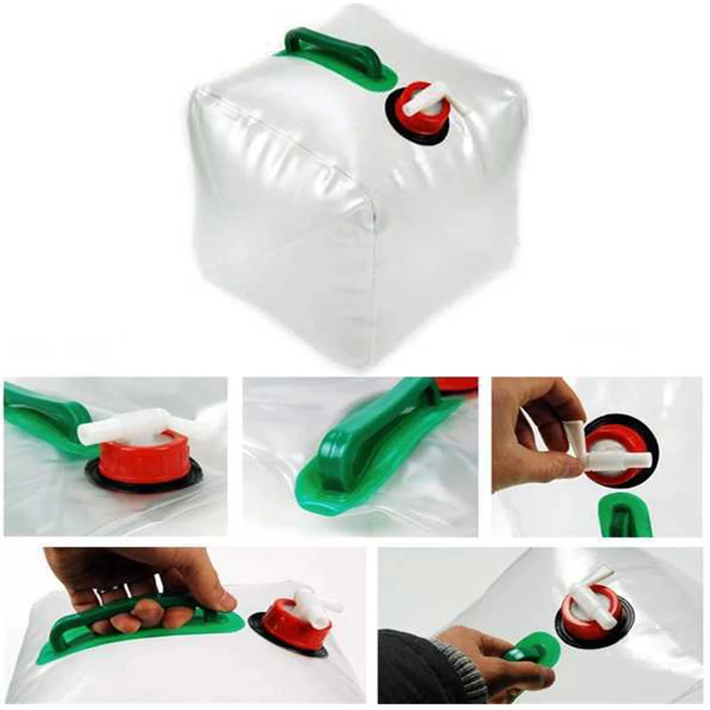 Hiking Camping Transparent Outdoor Bag Drip Portable Home Folding PVC Bucket Water Container 10L