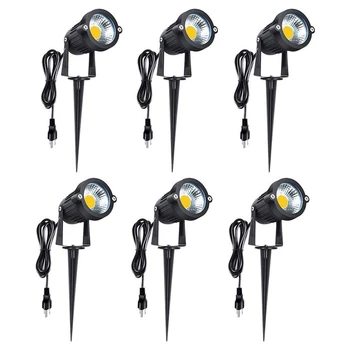 

6Pcs Led Ground Light 5W Outdoor Lawn Light Garden Light IP65 Ground Plug Light COB Spotlight Outdoor Landscape Light US Plug