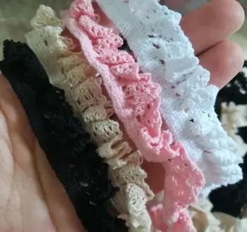 

1Yards Pleated Guipure Lace Ribbon 1.5cm White Pink Lace Fabric Elastic Lace Trim Sewing Dress Decoration Craft Accessories V9