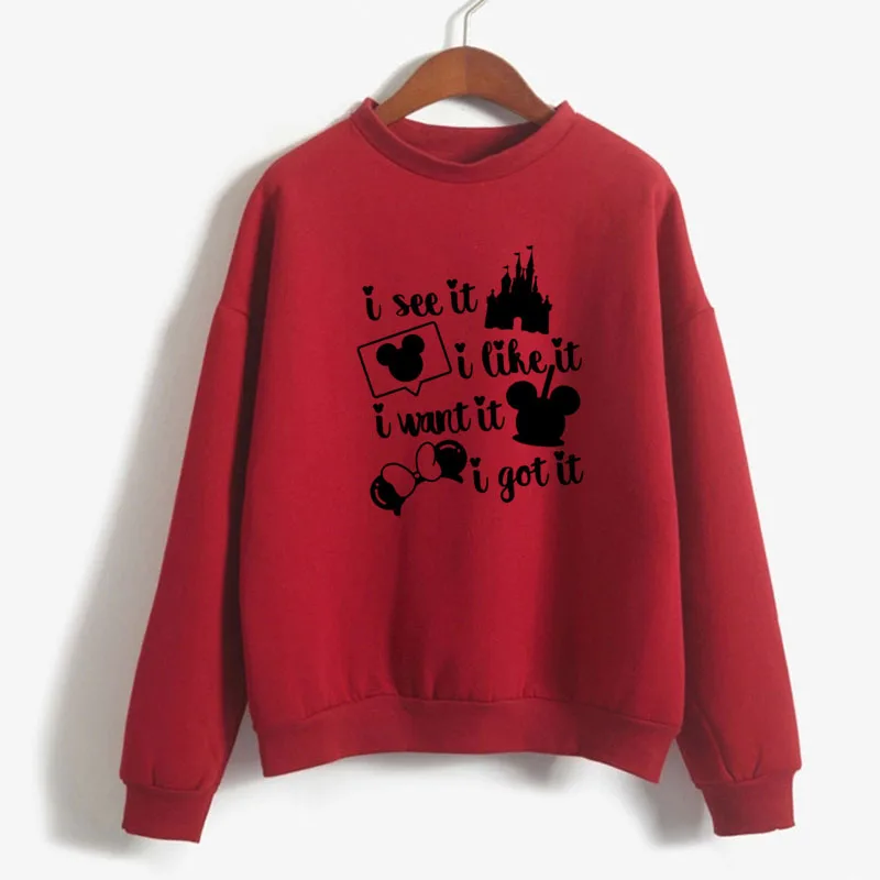 Мне нравится, что я хочу его я получил его Ариана Толстовка "Гранде" Забавный Милый Дисней закуски Толстовка Harajuku пуловер Джемпер для бега - Цвет: Красный