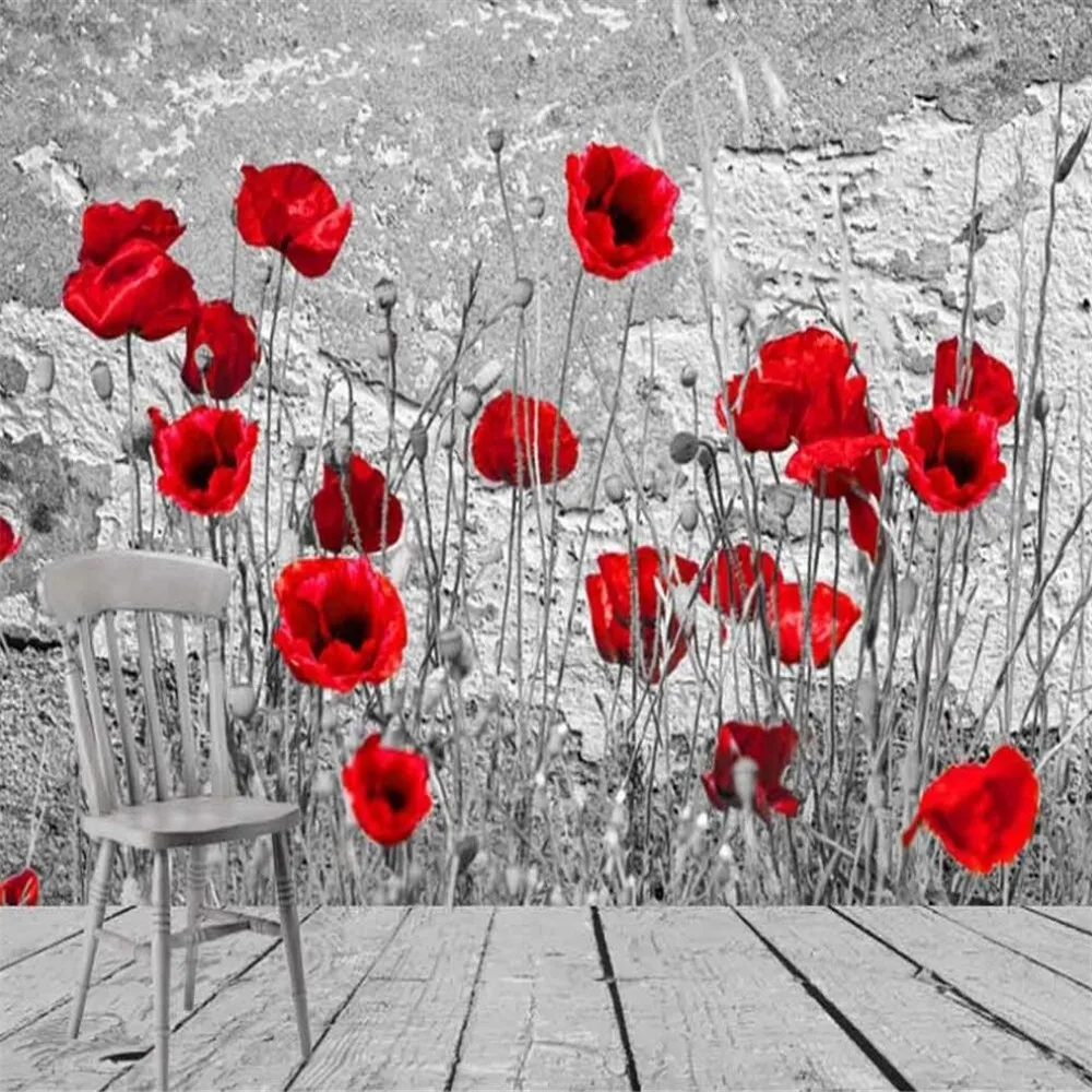 Milofi Custom 3d Wallpaper Mural Black And White Retro Shabby Brick Wall Poppy Flower Background Wall For Living Room Bedroom De Wallpapers Aliexpress Milofi Custom 3d Wallpaper Mural Black And White Retro Shabby Brick Wall Poppy Flower Background Wall For Living Room Bedroom De Wallpapers Aliexpress