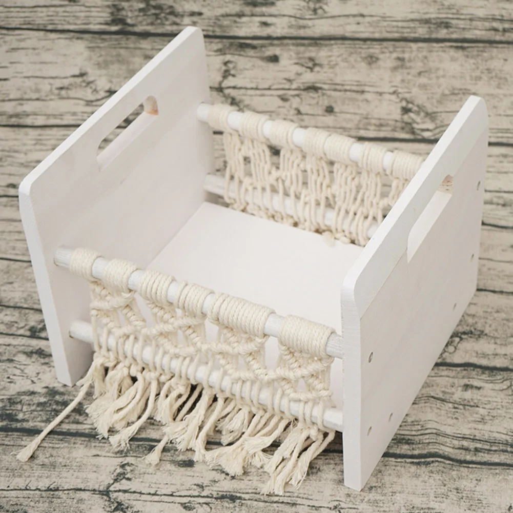

Cot Studio Newborn Bed Home Sofa Posing Wooden Photography Prop Decoration Retro Background Baby Woven Rope Small