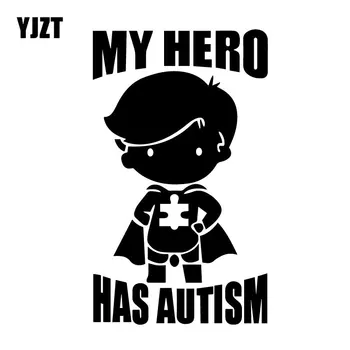 

YJZT 9.9CM*16.7CM MY HERO HAS AUTISM Vinyl Decal Car Sticker Creative Cartoon Decor Black/Silver C31-0416