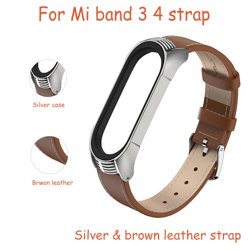 Mi jobs mi Band 4 ремешок из натуральной кожи для Xiaomi mi Band 3 браслет mi band 4 3 браслеты из нержавеющей стали металлический чехол с отверстиями