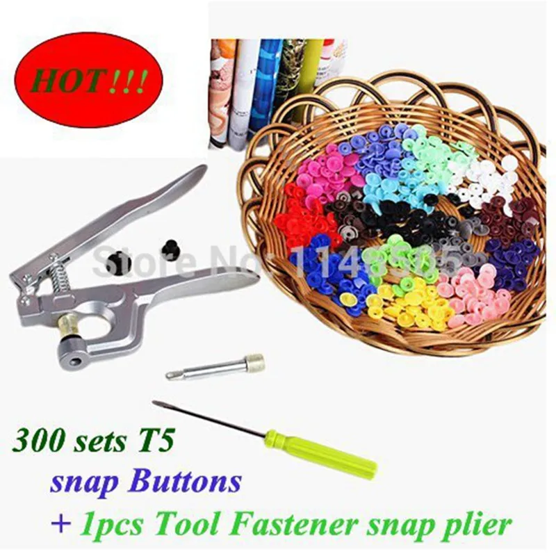 

1 Set Snap Plier Tools + 300set kam T5 12mm plastic Snap Buttons For Used For Diaper [ can choose the colors]
