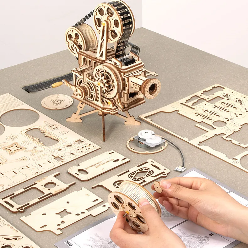 3D DIY деревянные заводные шестерни привод локомотив головоломка модель строительные игрушки хобби подарок для детей и взрослых