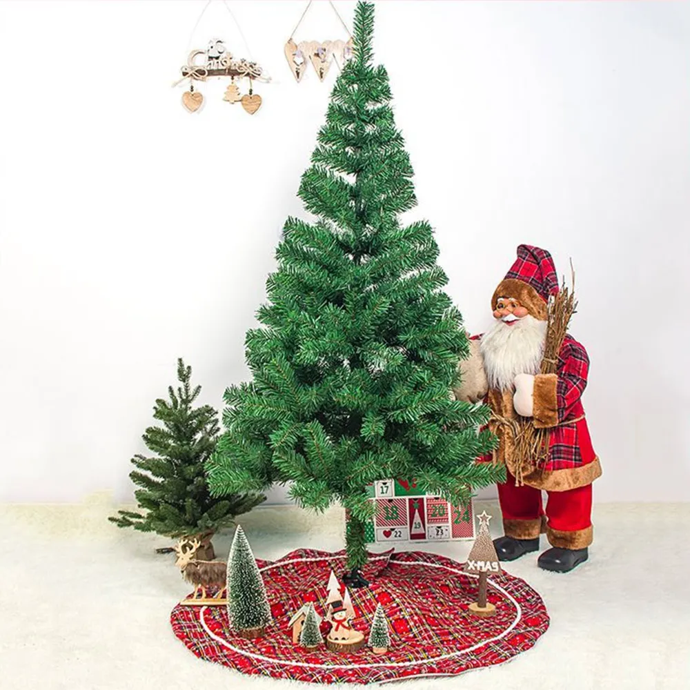 Christmas Tree Skirt 47 Inche Cloth Plaid Snowflake Round Carpet Christmas Decora for Home Floor Mat New Year Xmas Tree Skirts