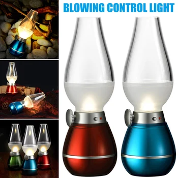 

H Retro Style USB Rechargeable LED Blowing Control Lamp 0.4W Adjustable Portable Night Light Desk Lamps for Home Camping PLD