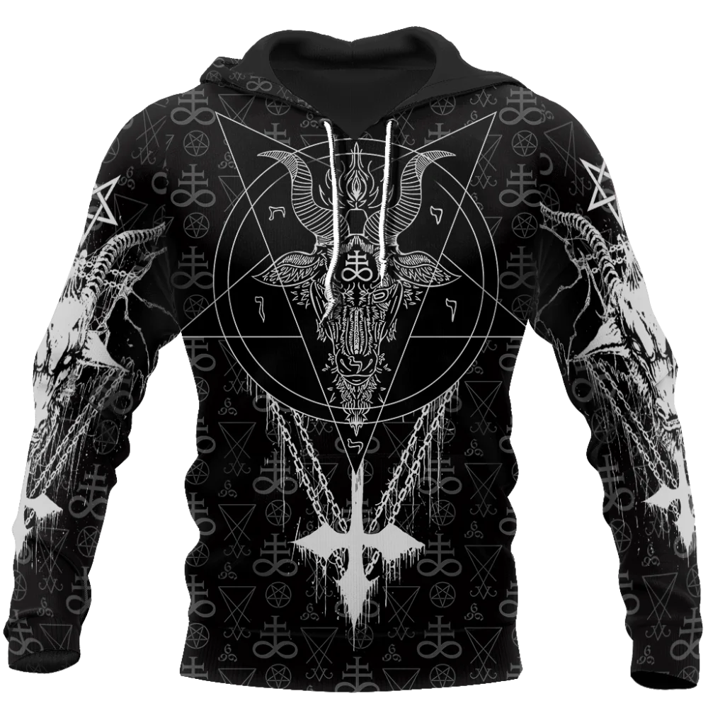 Fashion Hoodies Satanic Tattoo Symbols 3D All Over Printed Mens Sweatshirt Unisex Harajuku Casual Zip Jackets