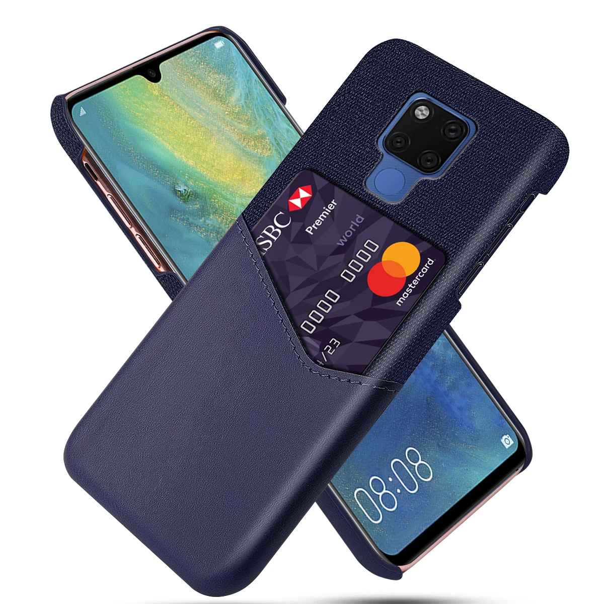 Темно-синий Для huawei mate 30 Lite mate 30 Pro mate 20X5G Чехол кожаный и тканевый сплайсинговый защитный чехол для Honor 9X Pro Чехол для карты - Цвет: Темно-синий