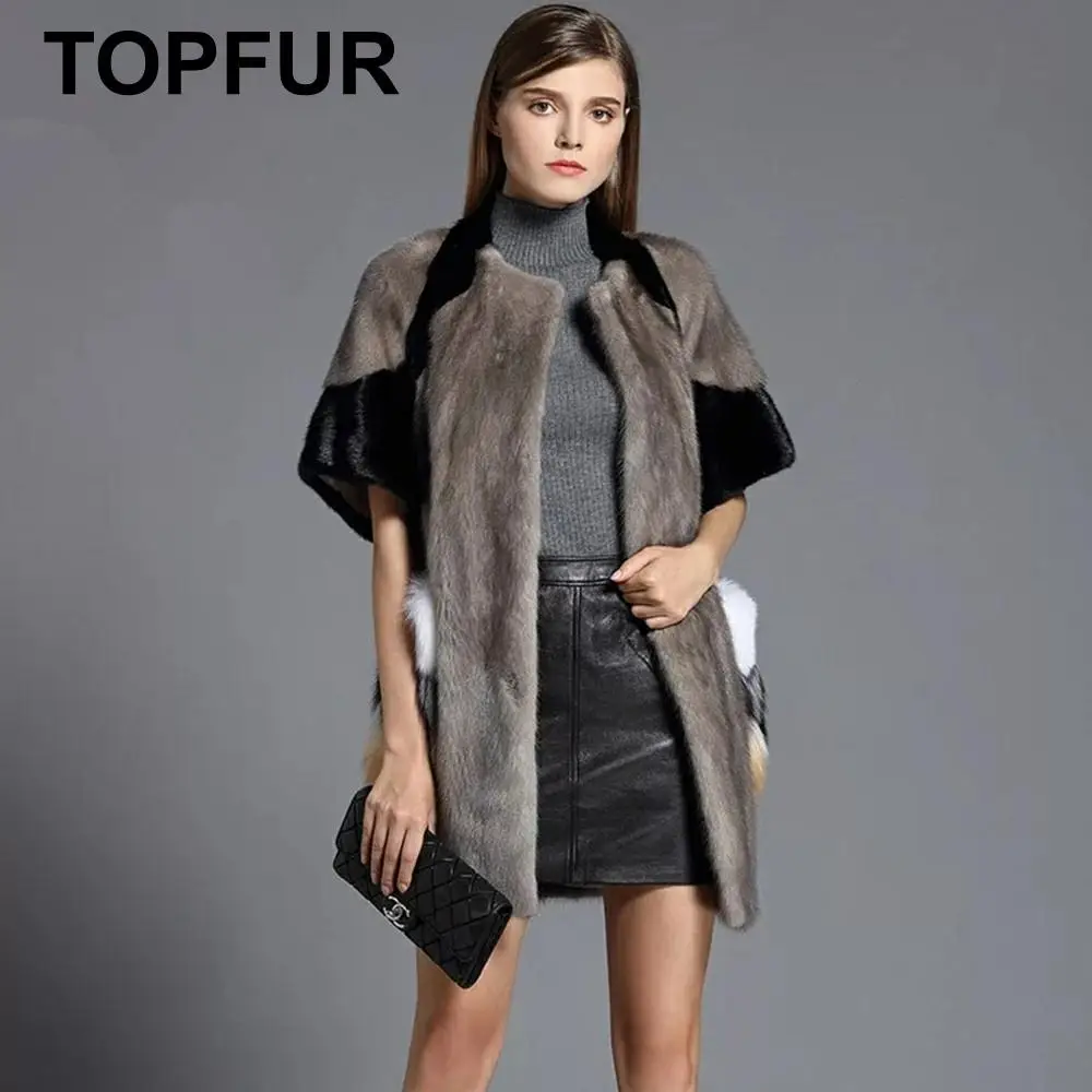 Женская Шуба из натурального меха норки зимняя шуба средней длины с