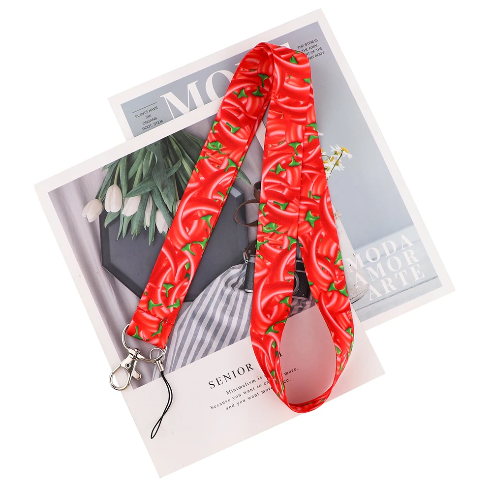 

Flyingbee High Quality Fiery Chili Painting Art Key Chain Lanyard Neck Strap For Phone Keys ID Card Creative Lanyards X2259