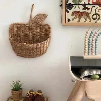 

Handmade Rattan Rattan Storage Basket Wall Hanging Basket For Room Decorations Apple Shape Wicker Organizer Neatening