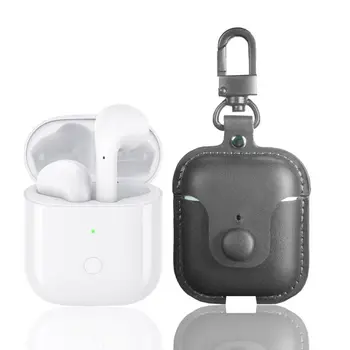 

Luxury Leather Case for Realme Buds Air Bluetooth Headset Protective Cover with Key Chain for Buds Air Charging Box Protable