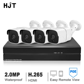 

HJT 4CH H.265 2.0MP IP Camera Kit IR Night 8CH POE NVR System Network P2P Security Outdoor Home Surveillance Onvif H.265