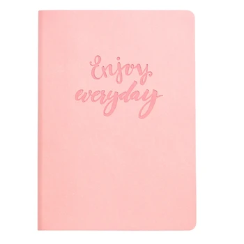 

Pink Enjoy Everyday A5 Notebook PU Leather Planner Organizer Efficiency Handbook Business Diary Notes Records School Office Supp