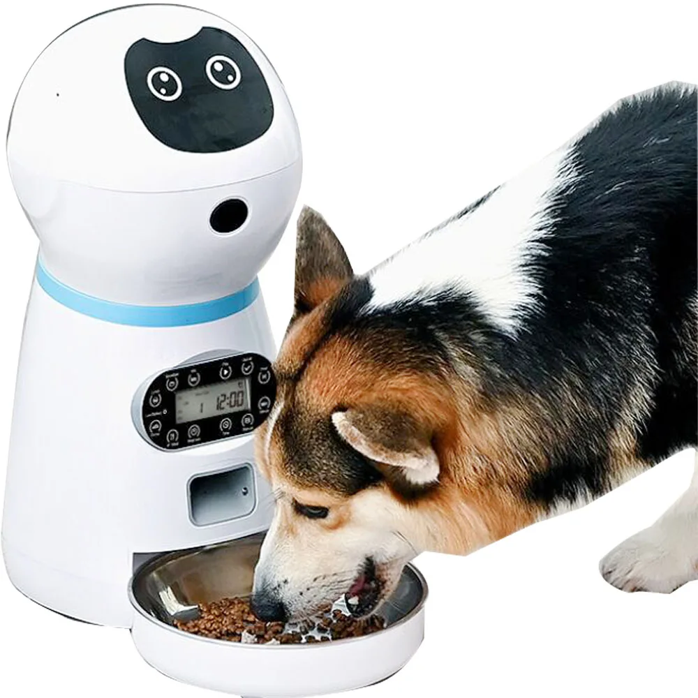 Pet-Feeders Food-Bowl Food-Dispenser Dog Auto Slow Stainless-Steel New with Voice-Record