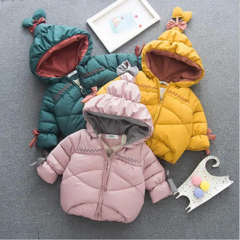 

Winter Lovely Fleece Baby Girls Jackets Kids Warm Outwear Children Coats Hooded Infant Girls Overcoat Toddler Clothes