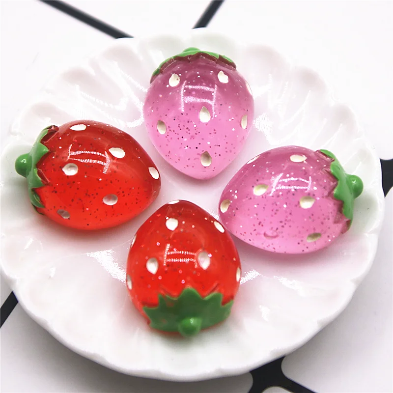Ornament Crafts Miniature Figurines Resin Ornaments Miniature Ornament Resin Crafts Resin Crafts Accessories 10pcs Shiny Strawberry Fruit Resin Flat back Cabochon Miniature Food Art Supply Decoration Charm Craft 14x19mm