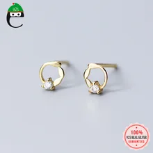 ElfoPlataSi 925 пробы серебряные ювелирные изделия крошечные 5 мм X 7 мм полые листья CZ серьги гвоздики для женщин девочек друг малыш леди подарок XY866