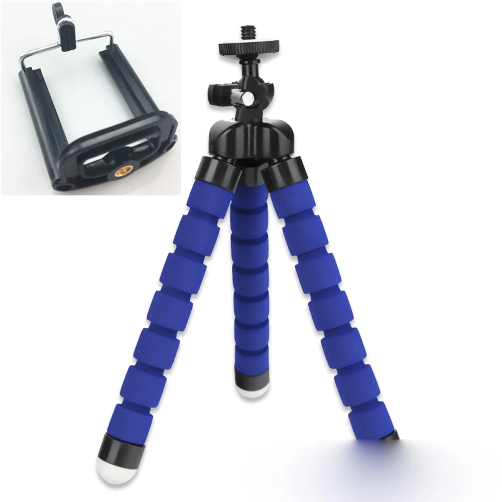 blue with clip 1 шт. Штатив для IPhone Мини камера штатив держатель телефона зажим подставка для телефона Гибкая Губка Осьминог Мини штатив - Цвет: blue with clip