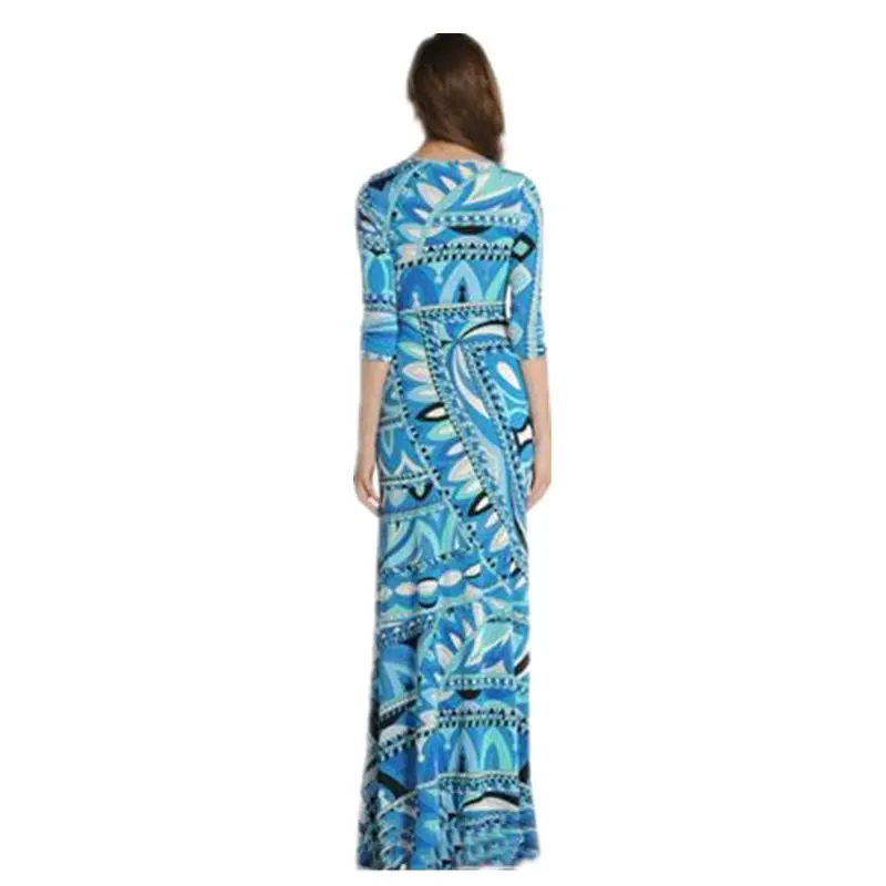 Весенняя мода, новинка, Европейская мода, длинный рукав, сексуальное, с геометрическим принтом, облегающее, спандекс, макси платье,, Z-1-53
