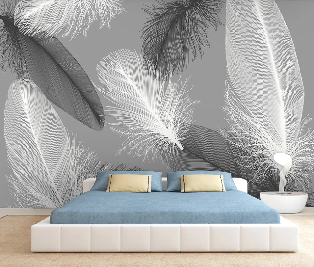 Customized Wallpaper 3d Wallpaper Mural Modern Nordic Feathers Bedroom Living Room Sofa Background Wall Fabric Textile Wallcoverings Aliexpress