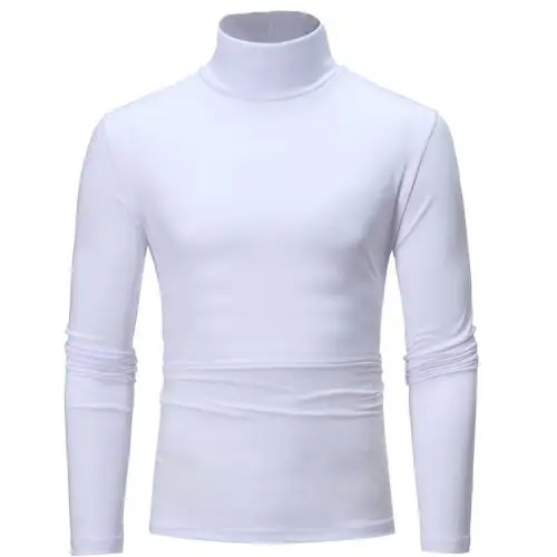 Самая низкая цена, мужской модный однотонный свитер с длинным рукавом и воротником-стойкой, 7 цветов, джемпер, топ - Цвет: Белый