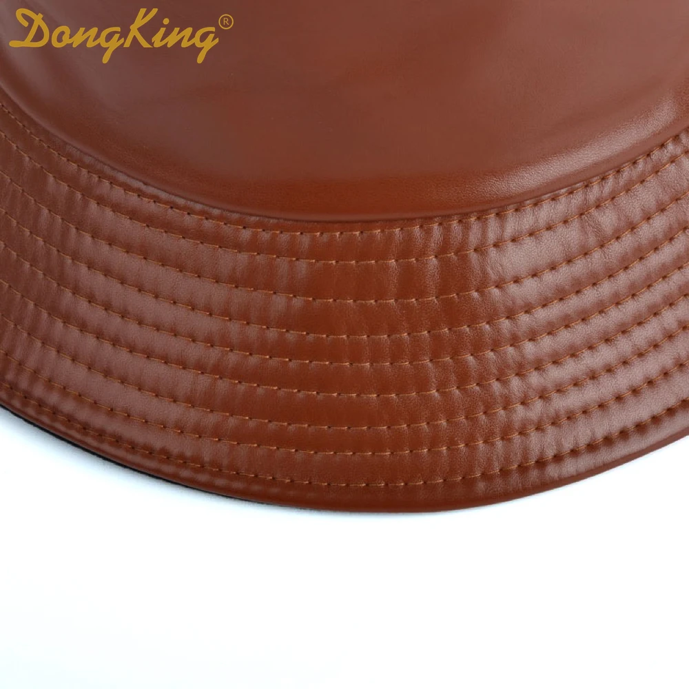 DongKing Панама из искусственной кожи, двусторонняя шляпа из ПУ и хлопка, модная женская панама, Панама, Рыбацкая Кепка