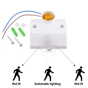 

E27 PIR Motion Infrared Sensor Socket LED Light Lamp Base Holder Adjustable light Control Switch for Basement Pantry Room Socket