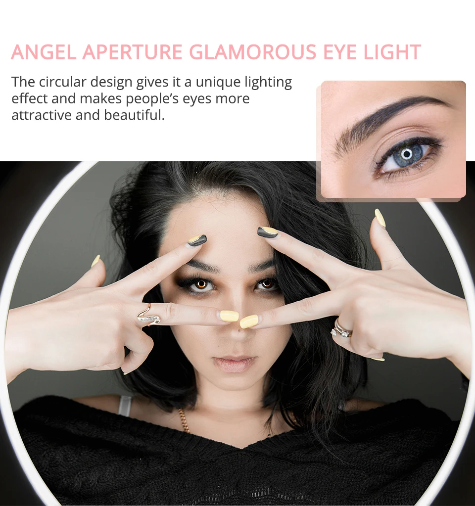 Travor 14 inch LED Ring Light Bi Color LED Dimmable Makeup Ring Lamp  3200K-5500K Annular Lamp With Stand Tripod For Video Live
