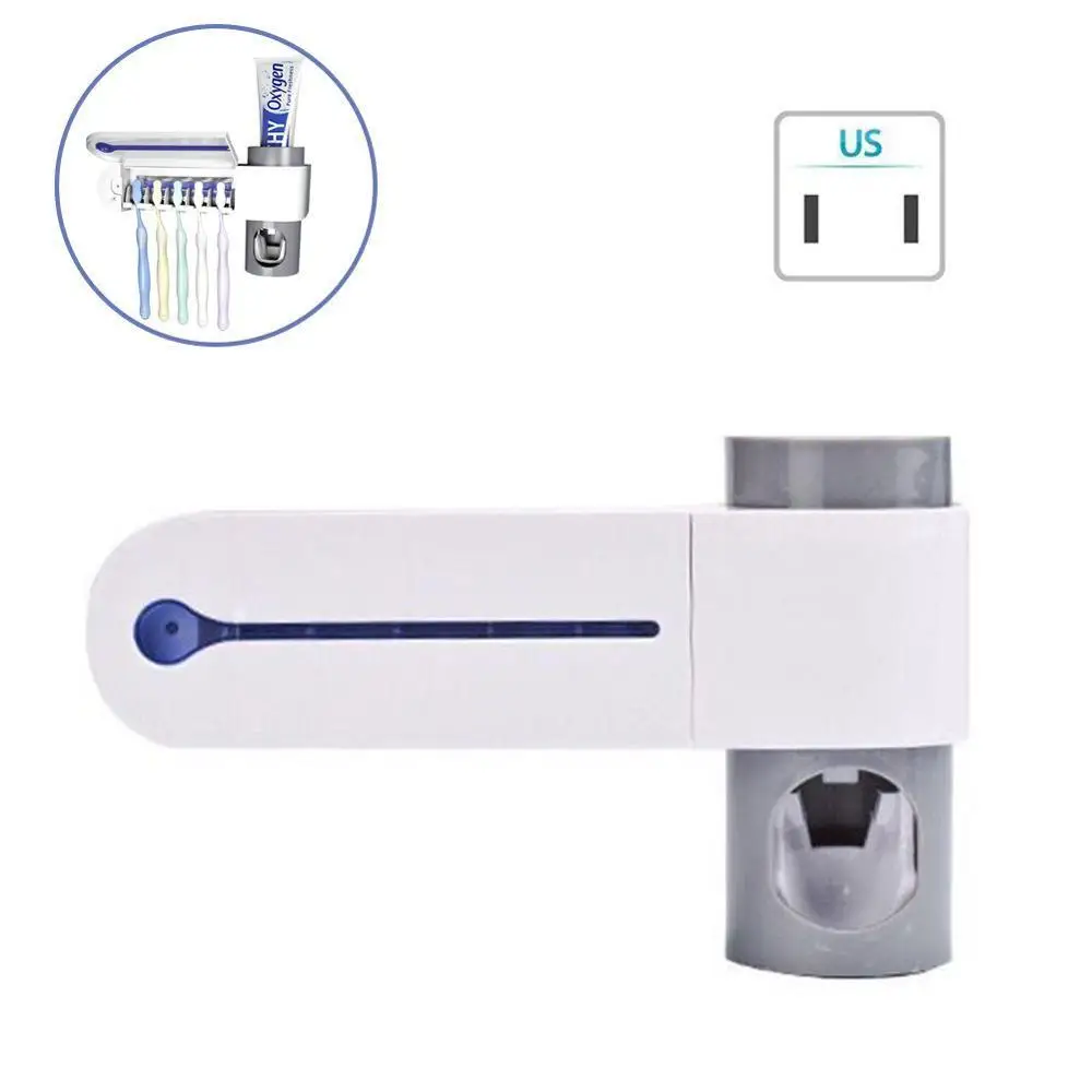 US Standard Plug Антибактериальный 2 в 1 УФ стерилизатор зубных щеток зубная щетка держатель автоматическая Зубная паста соковыжималки диспенсер Домашний набор для ванной комнаты - Цвет: US Standard Plug