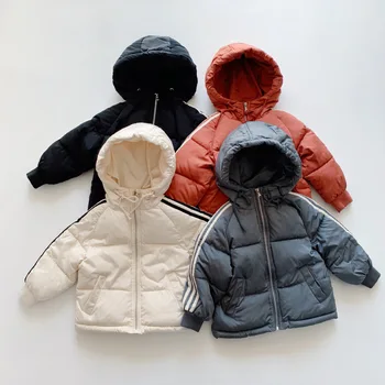 

Autumn And Winter New Style Children's Cartoon Printed Cotton-padded Clothes Jacket Boys Striped Short down Feather