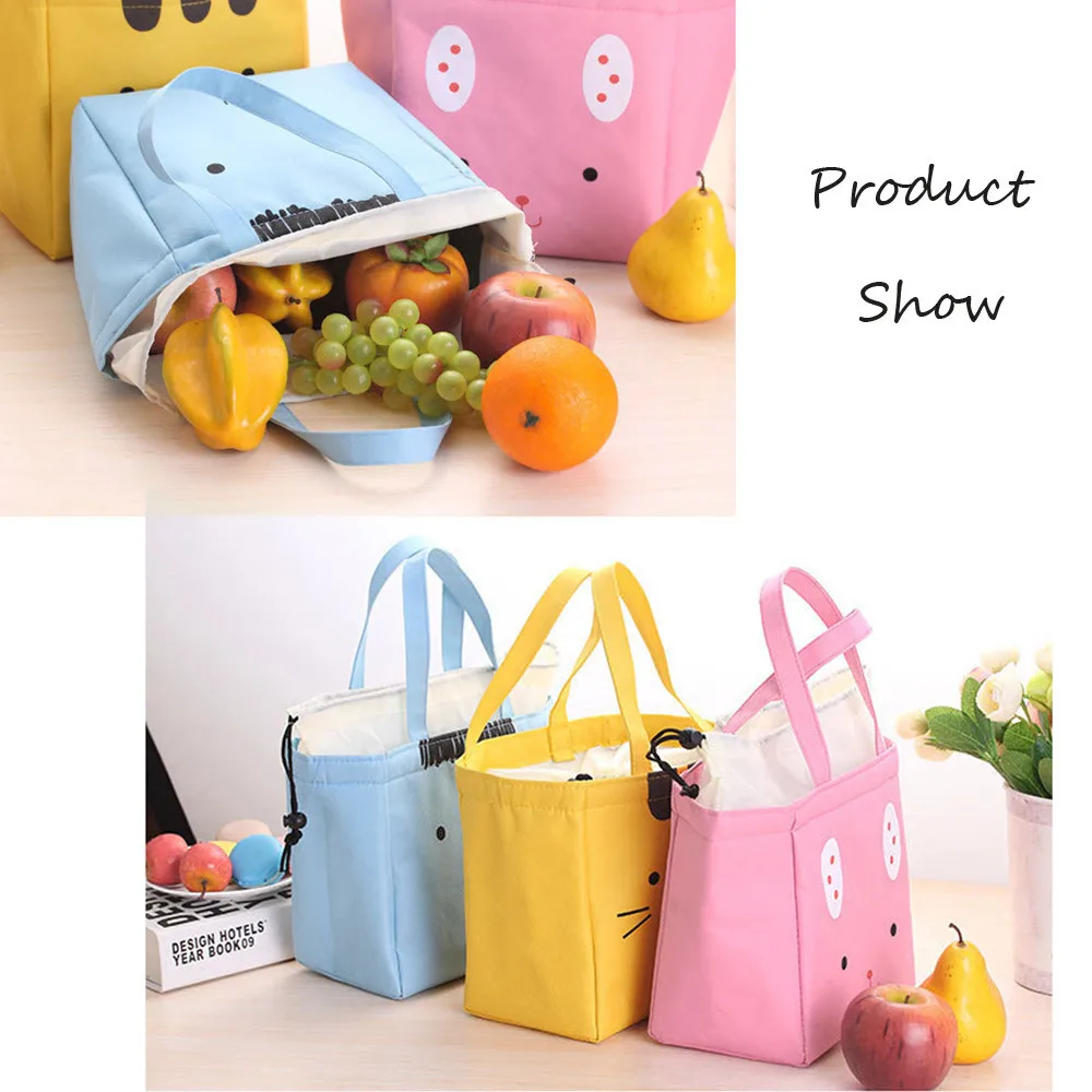 Cute Cartoon Lunch Box Animal Thermal Insulated Tote Cooler Bag Bento Pouch Fresh Food Container Oxford Waterproof Luch Bags