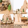 Hot Wooden Musical Box Featuring Mountain Tunnel With Small Moving netic Train | Plays 6
