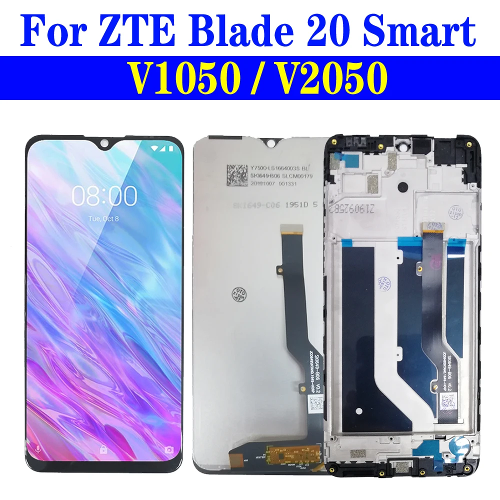 6 49-дюймовый дисплей для ZTE Blade 20 Smart V1050 V2050 ЖК-дисплей с рамкой сенсорный