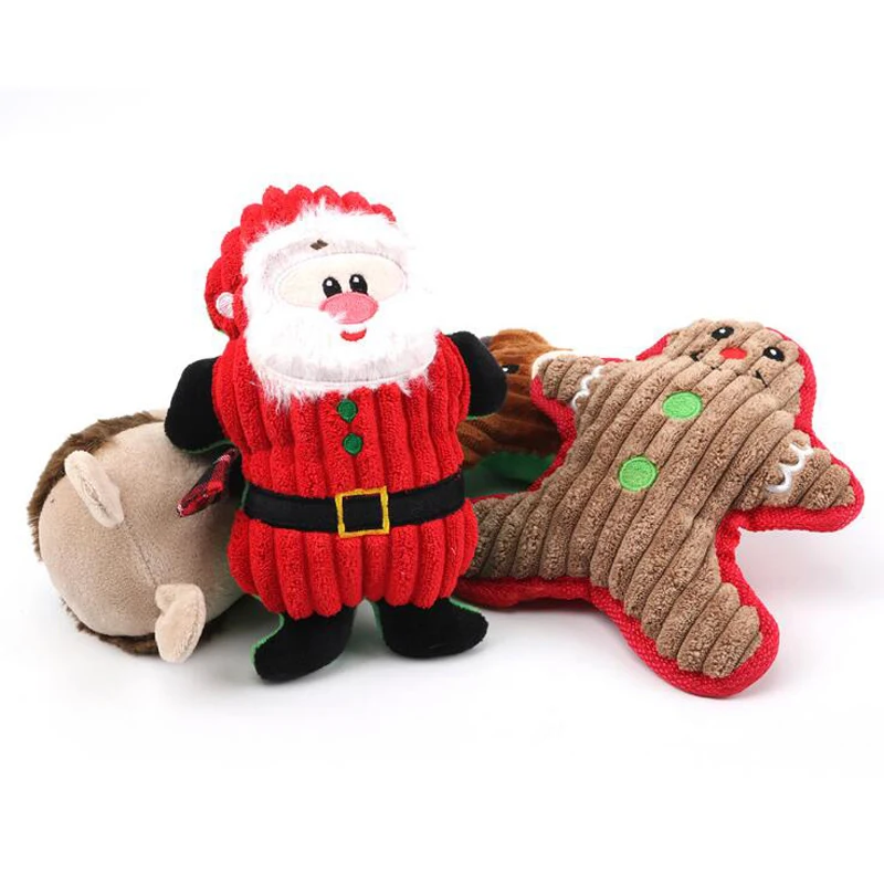 Собака Chritmas игрушки с пищалкой звук жевания игрушка для щенка собаки кошки рождественские плюшевые игрушки Чихуахуа Тедди