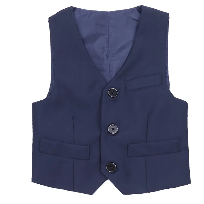 Navy Blue Деловой Костюм Джентльмена для мальчиков, жилет, жилет, костюм с цветочным узором для мальчиков, жилет для свадьбы, вечеринки, дня рождения, одежда для выступлений на фортепиано - Цвет: Navy Blue