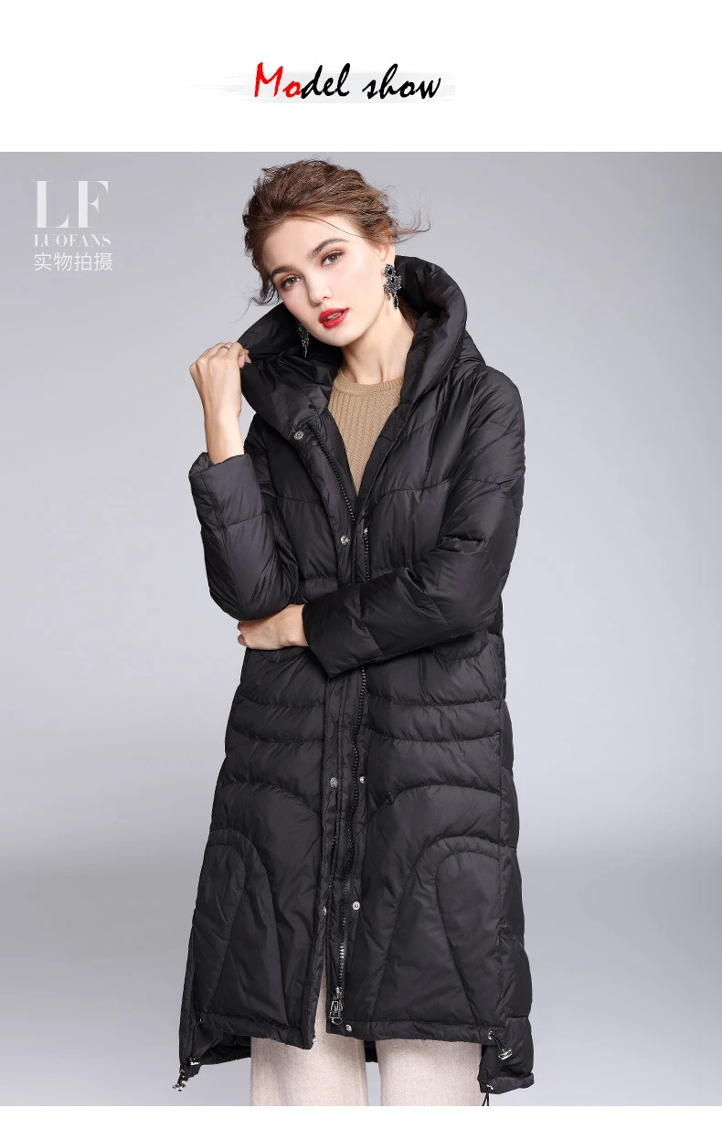 new design white down jacket drawcord loose short front and long back large size women jackets winter fashion warm coats