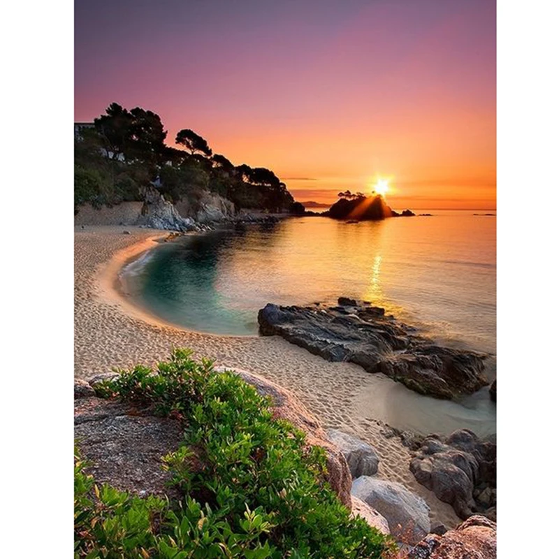 5D DIY full square Diamond mosaic diamond embroidery Landscape sea side embroidered Cross Stitch Home decoration Gift