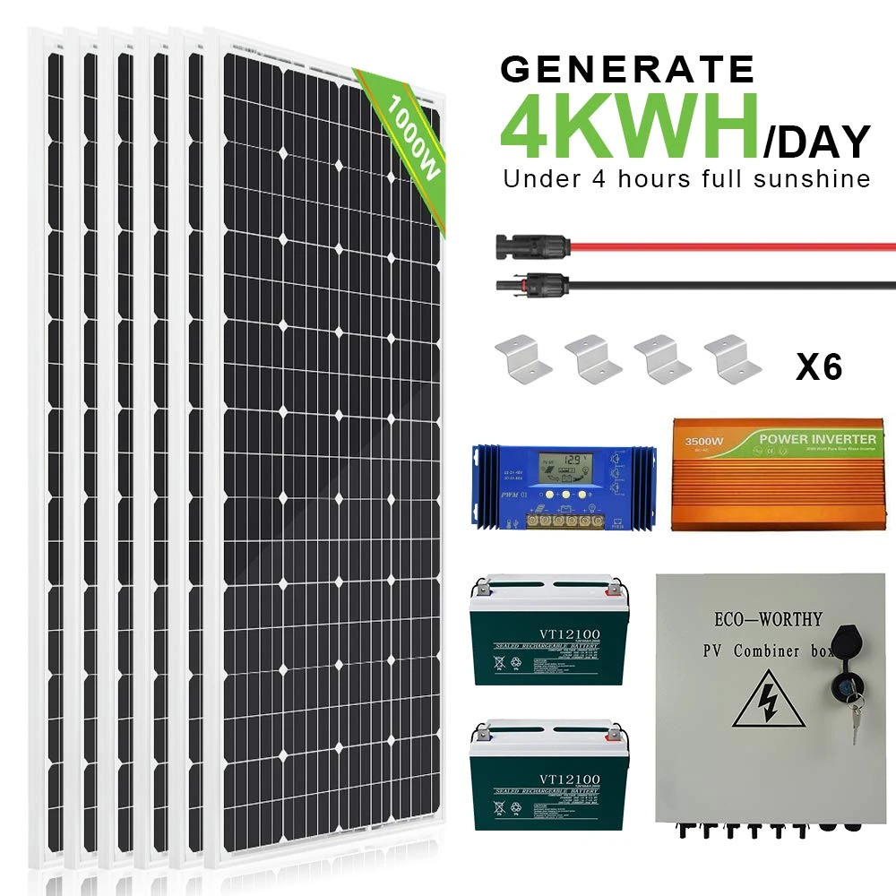 Ecoworthy 1kw Complete Solar Panel Kit With Battery And Inverter 4kw/h