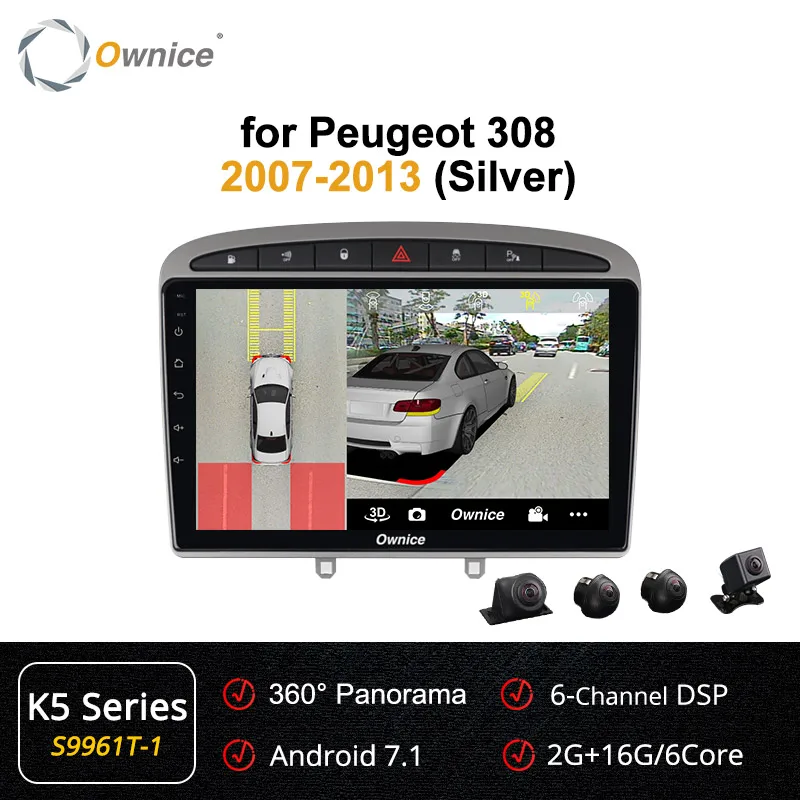 Ownice k3 k5 k6 Android 9,0 8 ядерный автомобильный dvd-плеер gps Navi для peugeot 408 для peugeot 308 308SW 2008 2009 Радио Стерео головное устройство - Цвет: S9961-1 K5