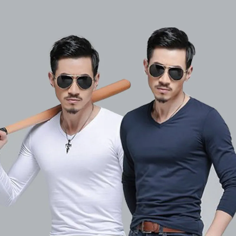 

Men's Solid Color T-Shirt Long Sleeve Round Neck Stretch T-Shirt Youth Men's Casual Men's Top